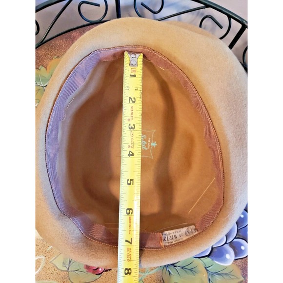 Vintage  Woman\'s Wool Hat HENRY POLLAK NEW YORK Camel Tan Bow Soleil Soi… main image 12